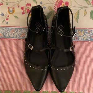 Black Studded Ballet Pointed Flats